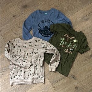 Kids Nature-Themed Shirts Set - Blue, Green, and Cream